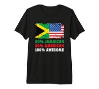 50% Half Jamaican Half American 100% Awesome Jamaica Flag Camiseta Premium