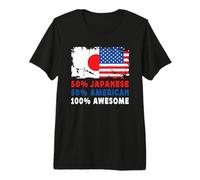 50% Half Japanese Half American 100% Awesome Japan Flag Camiseta Premium