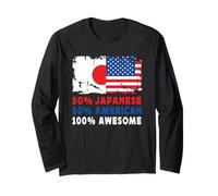 50% Half Japanese Half American 100% Awesome Japan Flag Manga Larga