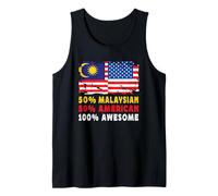 50% Half Malaysian Half American 100% Awesome Malaysia Flag Camiseta sin Mangas