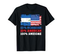 50% Half Nicaraguan American 100% Awesome Nicaragua Flag Camiseta
