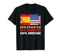 50% Half Spanish Half American 100% Awesome Spain Flag Camiseta