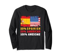 50% Half Spanish Half American 100% Awesome Spain Flag Manga Larga