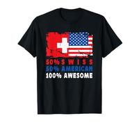 50% Half Swiss Half American 100% Awesome Switzerland Flag Camiseta
