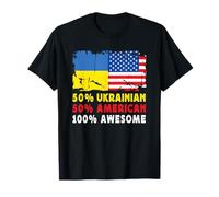 50% Half Ukrainian Half American 100% Awesome Ukraine Flag Camiseta