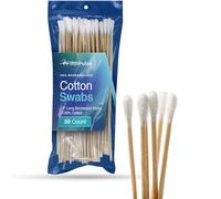 50 hisopos de algodón largos biodegradables, hisopos de algodón de 8 pulgadas para orejas, puntas largas hechas de madera de abedul y 100% algodón, sin pelusas
