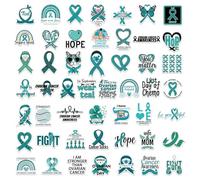 50 hojas de calcomanías decorativas para laptop, calcomanías de concienciación sobre el cáncer de ovario, citas inspiradoras