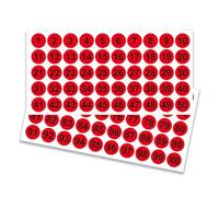 50 hojas de calcomanías redondas para clasificación y organización, 25 mm, números redondos del 1 al 100, numeración fácil de usar