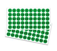 50 hojas de calcomanías redondas para clasificación y organización, 25 mm, números redondos del 1 al 100, numeración fácil de usar