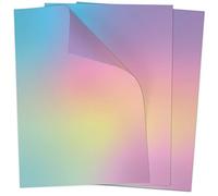 50 hojas de papel de carta (A4), degradado de arcoíris claro, papel de diseño, diseño elegante, impreso por ambos lados, papel para manualidades, 90 g/m²