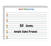 50 hojas de papel de escritura rayado, impresión a doble cara, papel de escritura rayado con líneas punteadas de práctica de escritura con espaciado de líneas de 2.5cm para niños de jardín de infantes