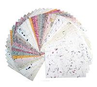 50 hojas de papel de morera de 8.5x11 pulgadas, diseño artesanal, hecho a mano, papel de origami, washi, venta al por mayor, productos Unryu Tailandia, para hacer tarjetas, papel con hojas secas
