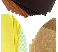 50 hojas de papel de morera de colores lisos, diseño de origami, artesanía, arte hecho a mano, papel de seda japonés, washi, tarjetas, decoupage (amarillo)