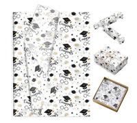 50 hojas de papel de seda de graduación, color negro y dorado, para gafas de felicitación, patrones de felicitación, papel de regalo para fiesta de graduación, manualidades, decoración de vacaciones