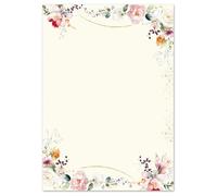 50 hojas de papelería flores tropicales - DIN A4 (210x297 mm), 90 g/m² - colorido