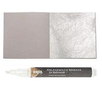 50 Hojas Pan de Plata auténtica Pur 5 cm x 5 cm + 1 x Kreul Mixtión Rotulador Adhesivo Pegamento