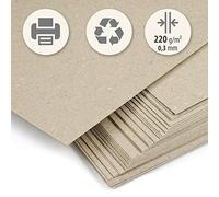 50 hojas papel grueso Cartón reciclado beig kraft claro DIN A4 220 g/m², Cartoncillo compacto para imprimir, manualidades, scrapbook, etiquetas, tarjetas de visita.