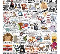 50 Impermeable pvc stickers pegatinas Para vasos de agua, maletas, computadoras, patinetes, etc animal words b