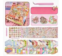 50 juegos de calcomanías 3D en miniatura, calcomanías de escena de casa 3D con pinzas, haz tu propio hogar cálido Kawaii caja de regalo calcomanías para adultos y niñas, alivio del estrés, regalos de