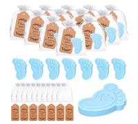 50 juegos de jabón para baby shower, jabón perfumado hecho a mano con tarjetas de agradecimiento y bolsas de organza para regalo de devolución de invitados, premios de revelación de género, recuerdos