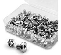 (50 Juegos) Juego de Tornillos y Tuercas Hexagonales M5 x 10 mm 304 Tornillos de Conector Para Muebles de Cabeza Plana de Acero Inoxidable