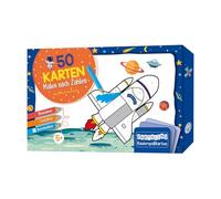 50 Karten Malen nach Zahlen - Weltraum: Mitnehmen, gestalten, verschenken