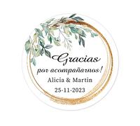50 Laurel verde PEGATINAS PERSONALIZADAS Gracias por acompañarnos Etiquetas Adhesivas para boda bautizo regalos compromiso cumpleaños tarjetas - Rd059 (003)