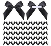 50 lazos de luto, lazos negros, pequeños lazos de regalo, autoadhesivos, pequeños lazos de satén, para regalo, para manualidades, San Valentín, bodas