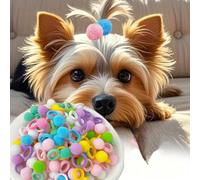 50 lazos para el pelo de perro, pompón con banda elástica de goma de algodón para perros, cachorros, gatos, gatitos, mascotas, accesorios de aseo Yorkshire, no dañan el cabello, 0.75 pulgadas