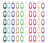 50 Llaveros de Plástico, Llaveros Plastico con Etiqueta, Llaveros Plastico con Etiqueta, Llaveros Personalizados, para Marcar Varios Objetos Como Llaves, Maletas, Animales Domésticos (10 Colores)