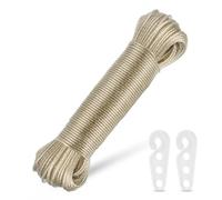 50 m Cuerda Tendedero Exterior, Cuerda de Tender Ropa Exterior de Acero con núcleo Resistente la Corrosión y al Agua para Hogar, Jardín, Viajes, Camping