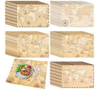 50 manteles Individuales Desechables de Papel con Mapa del Mundo Vintage para Papel Antiguo, Estilo Retro, Decorativo, Viajes, Aventura, para geografía, Aprendizaje, educación, Viajes, Manualidades,