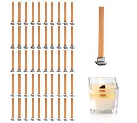 50 mechas de vela de madera con 50 piezas básicas de metal, 13 x 130 mm, mechas de madera ajustables para velas, para la fabricación de velas perfumadas, artesanía de bricolaje.