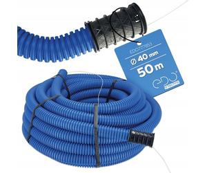 50 Metros - Tubo Corrugado Flexible de Protección - Funda Corrugada de Doble Pared con Sonda Pasacables para Entierro y Conector 450N Azul Diámetro 40 mm (50 m) IP56 para Cables - EDO Technic
