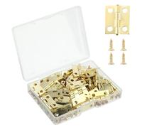 50 mini bisagras para manualidades con 200 tornillos de 18 x 15 mm, bisagras pequeñas para caja de madera, bisagras planas plegables doradas, accesorios plegables para cajones, puertas, armarios