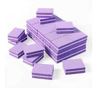 50 mini bloques de pulidor, 100/180 grano morado de doble cara para uñas naturales, de gel y acrílicas, uso doméstico y de salón