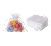 50 mini bolsas de regalo de organza traslúcidas blancas, bolsa de almacenamiento transpirable de 2 x 3 pulgadas con cordón, bolsas de malla para regalos de boda, bolsas de caramelos, suministros de