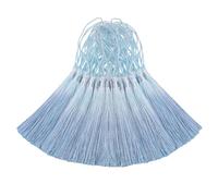 50 mini borlas de seda para manualidades, marcapáginas, lindas joyas, cuentas de resina, aretes de niña, llavero, graduación, llave pequeña, costura de tela de cinta larga, decoración del hogar (azul)