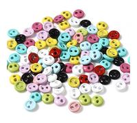 50 mini botones de 3 mm y 4 mm para ropa de muñecas, accesorios BJD, redondos, 2 agujeros, botones para álbumes de recortes, accesorios de costura (5 mm, multicolor)