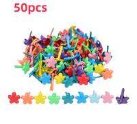 50 Mini Clavos de Metal de Color Mezclado con Forma de Pétalo, Clavos Decorativos con Diseño, Clavos de Puntera Hechos a , Material para Álbumes de Recortes Hechos a