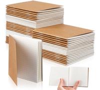 50 Mini Cuadernos de Bolsillo Libretas de Kraft Bloc de Notas Pequeño Diario para Escribir Adulto Niño Maestro Escuela Oficina, 10,4 x 10,6 cm (Marrón, Página de Puntos)