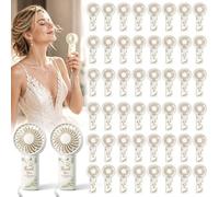 50 mini ventiladores eléctricos de mano para invitados de boda a granel, ventiladores portátiles alimentados por pilas, recuerdos de boda con "Thank You for Celebrating with Us", pilas no incluidas