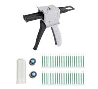 50 ml AB Epoxi Pistola, AB Pegamento Mango Pistola, AB Pistola Pegamento, Juego de Pistola de Pegamento,Blanquecino, jeringa mezcladora de 83 mm, 50 palitos50 ml, 1:1, ligera, flexible, duradera