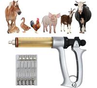 50 MLViehspritze, halbautomatische kontinuierliche Spritze, Einstellbare Kontinuierliche Impfstoffspritze, Geflügel- Und for Schweine, Rinder, Schafe, Bauernhof Geflügelchtausrüstung,