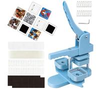 50 mm Kit Creador de Imanes Cuadrados para Refrigerador, Máquina de Chapas con 100 Materiales Magnéticos, Prensa de Botones DIY para Regalos Personalizados, Manualidades, Escuela y Hogar blue