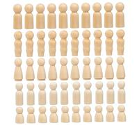 50 muñecos con clavijas, muñecos y figuras con clavijas de madera sin terminar, formas y tamaños variados para manualidades, pintura decoración del hogar |.De madera