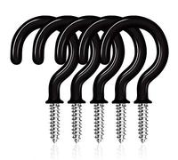 50 Pack Ceiling Hooks, 1-1/4 pulgadas Vinyl Reated Screw-in Hooks Colgantes Plants & Flower Baskets, Multi-Function Wall Hooks Garage Hooks Cup Hooks for Interiores Outdoors - Black