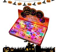 50-pack Led Halloween Pumpkin Glowing Rings, Adult Party (bulk) | Gli