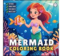 50 Pages Single Sided Cute Beautiful Mermaid Coloring Book Gift for Adults Men Women Kids Boys Girls Young Teens Bold and Easy Mermaid Coloring ... Cozy Mermaid Stress Relief Coloring Pages