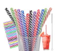 50 Pajitas Rígidas Reutilizables de Plástico, de Colores, Gigantes, Ideales para Batidos, Zumo, Té, Cócteles, Bebidas Calientes (7 mm de Diámetro, 23 cm de Largo)